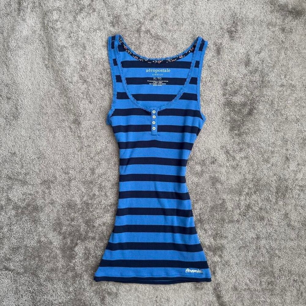 Y2k Aeropostale black & blue striped tank top